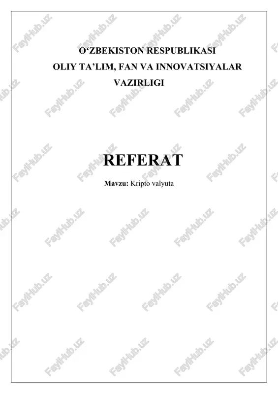 kripto valyuta — DOCX