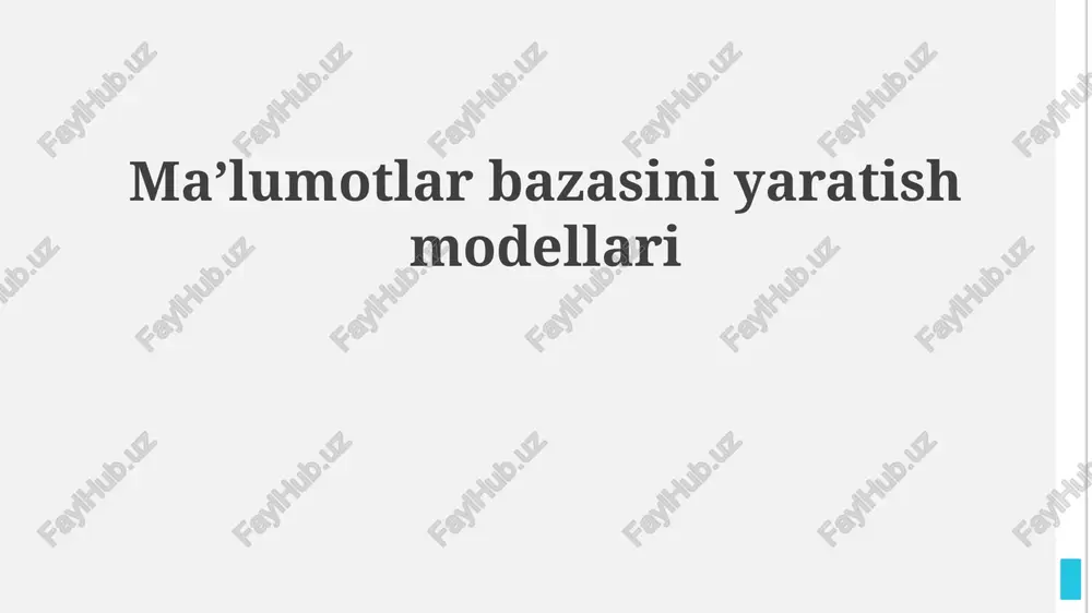 ma'lumotlar modellashtirish — PPTX