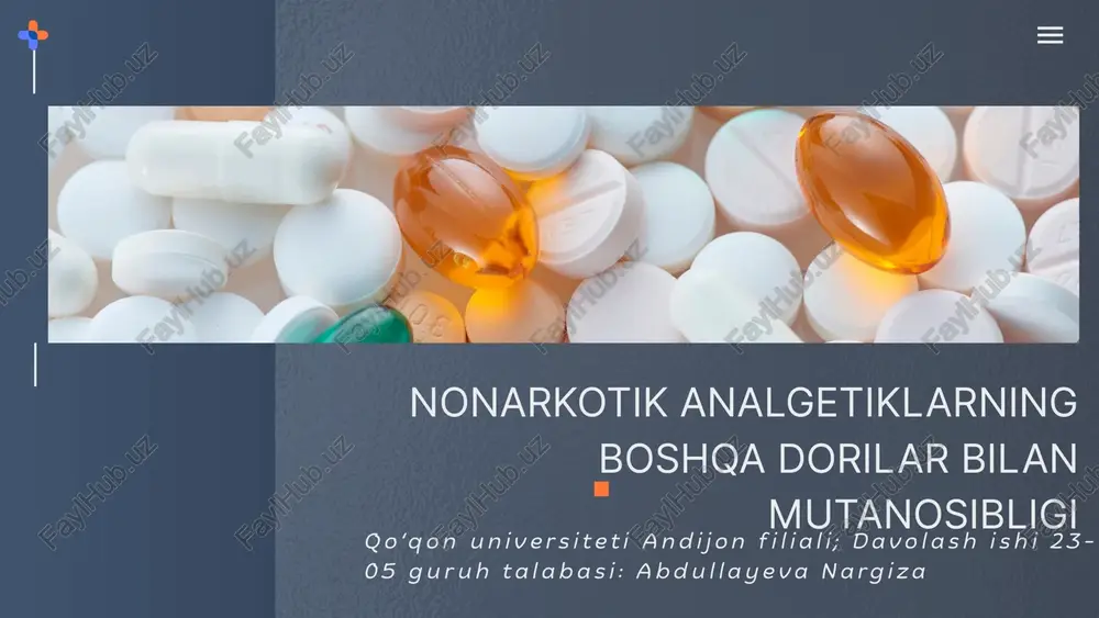 nonarkotik analgetiklarning boshqa dorilar bilan mutanosibligi — PPTX