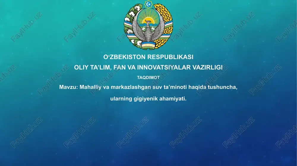 mahalliy va markazlashgan suv ta'minoti — PPTX