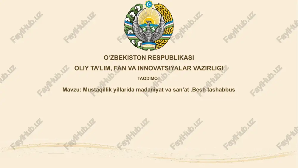 mustaqillik yillarida madaniyat va san'at — PPTX