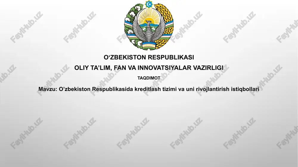 o'zbekiston respublikasida kredit tizimining tarixi — PPTX