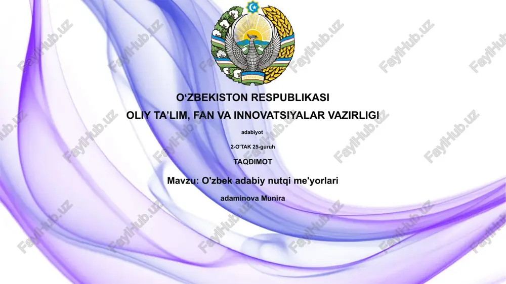 o'zbek adabiy tilining meʼyorlari — PPTX