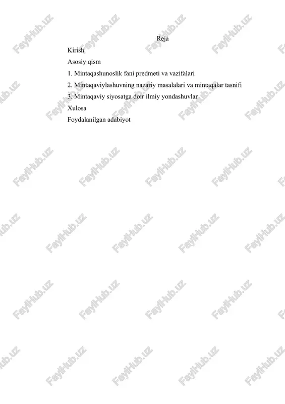 mintaqashunoslik — DOCX