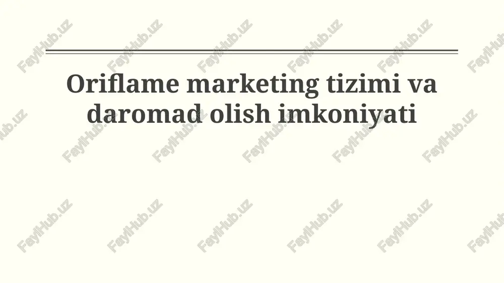 oriflame marketing tizimi — PPTX