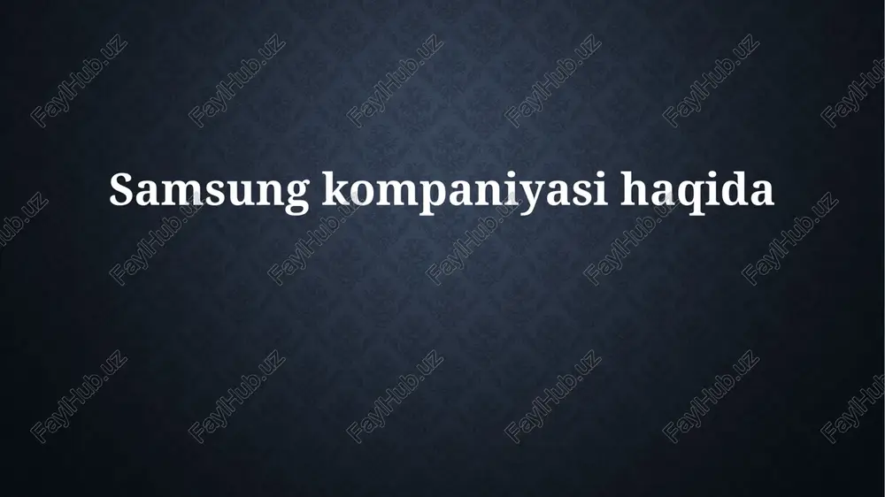 samsung electronics kompaniyasi — PPTX