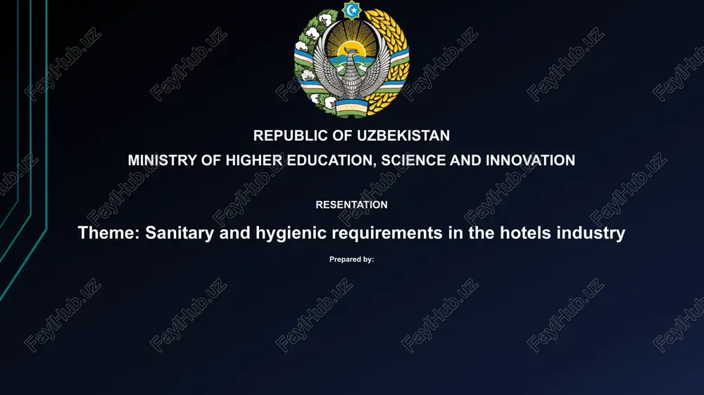 sanitary and hygienic requirements in the hotels industry — PPTX