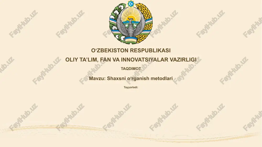 shaxsnioʻrganishmetodlari — PPTX