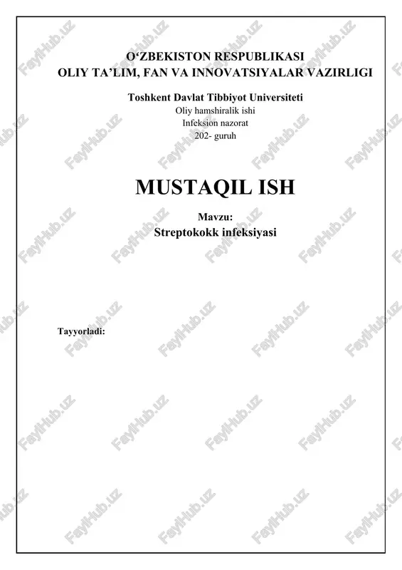 streptokokk infeksiyasi — DOCX