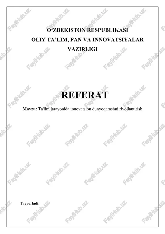 innovatsion dunyoqarashni rivojlantirish — DOCX