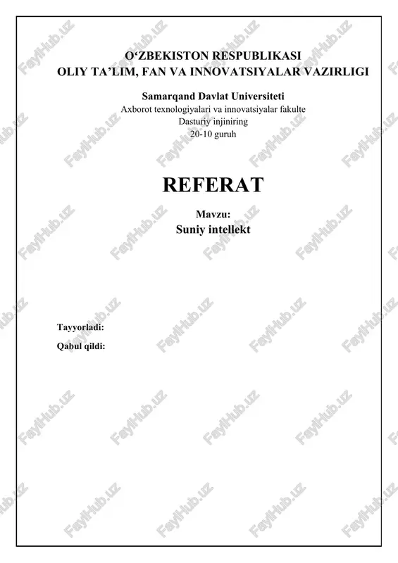 sun'iy intellekt: asoslar va rivojlanish — DOCX