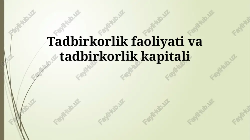 tadbirkorlik faoliyati va tadbirkorlik kapitali — PPTX