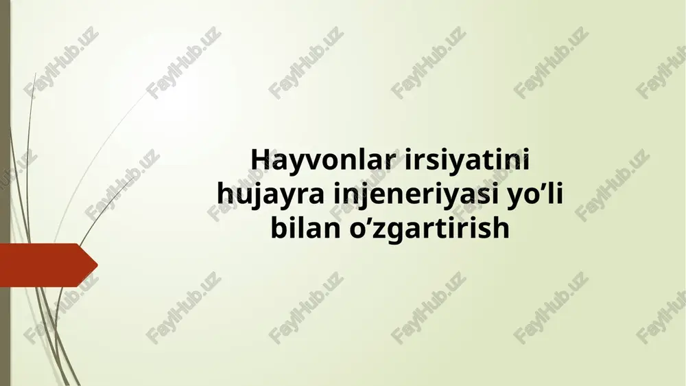 hayvonlar irsiyatini hujayra injeneriyasi yo’li bilan o’zgartirish — PPTX