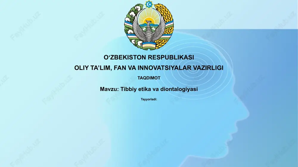 tibbiyot etikasi va deontologiyasi — PPTX