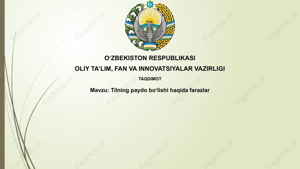 tilning paydo boʻlishi haqida farazlar — PPTX