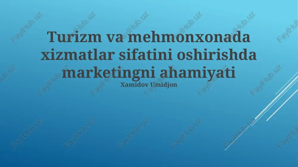 turizm va mehmonxonada marketingni yaxshilash — PPTX