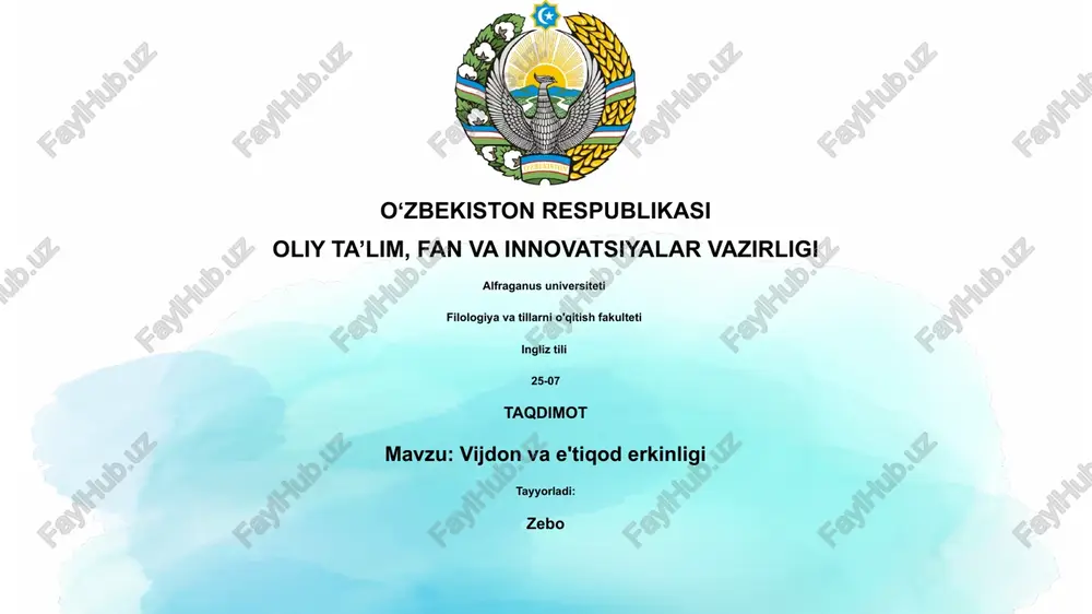 vijdon va e'tiqod erkinligi — PPTX