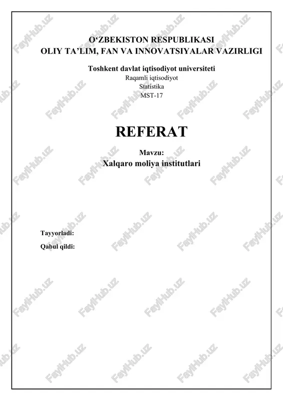 xalqaro moliya institutlari — DOCX