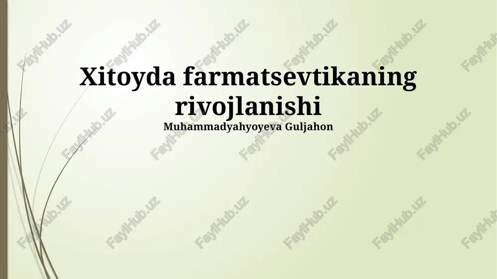 xitoyda farmatsevtikaning rivojlanishi — PPTX