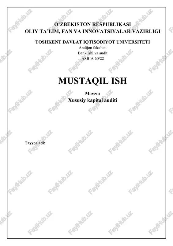 xususiy kapital auditi — DOCX