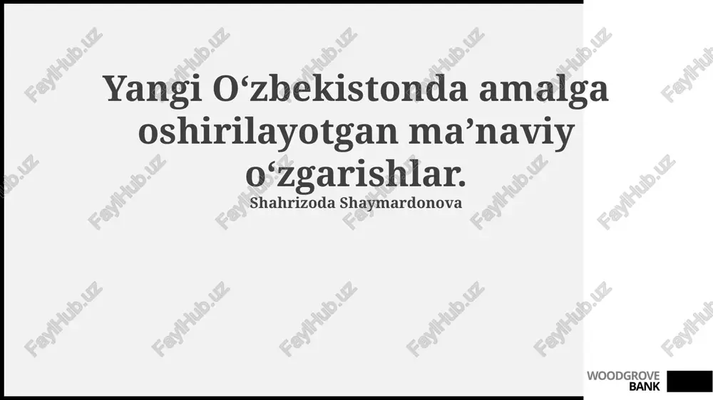 yangi o‘zbekistonda ma’naviy o‘zgarishlar — PPTX