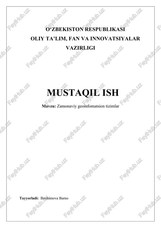 zamonaviy geoinformatsion tizimlar — DOCX