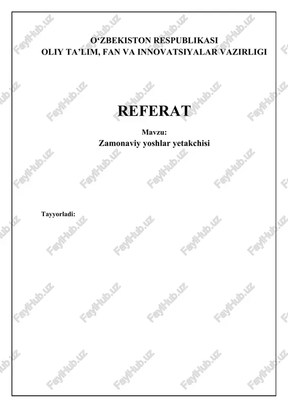 zamonaviy yoshlar yetakchisi — DOCX