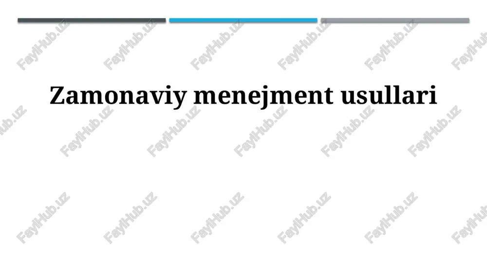 zamonaviy boshqaruv usullari — PPTX