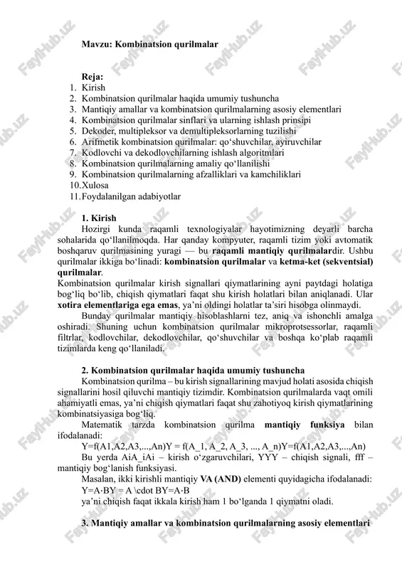 kombinatsion qurilmalar — DOCX