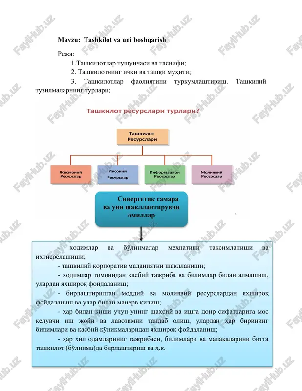 tashkilot va uni boshqarish — DOCX