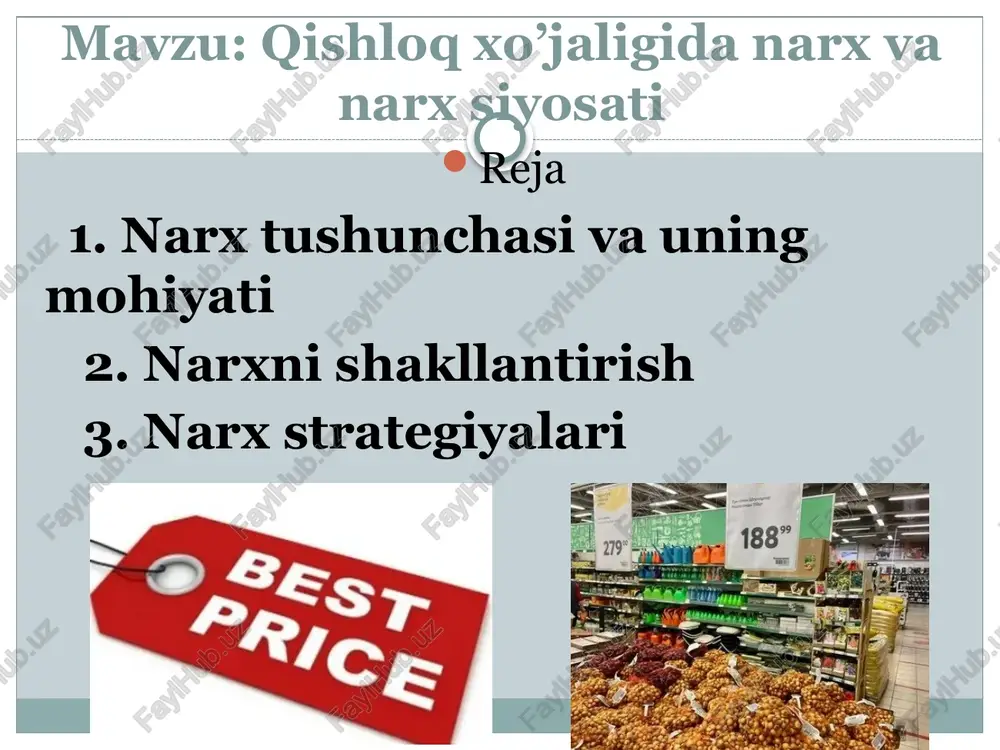 qishloqxo’jalikdanarxvanarxsiyosati — PPTX