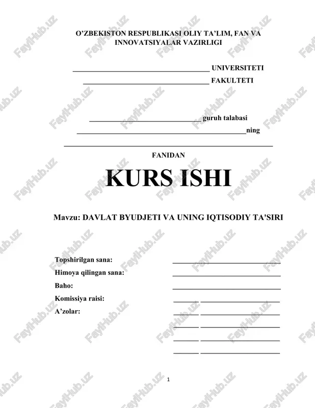 davlat byudjeti va uning iqtisodiy ta'siri — PDF