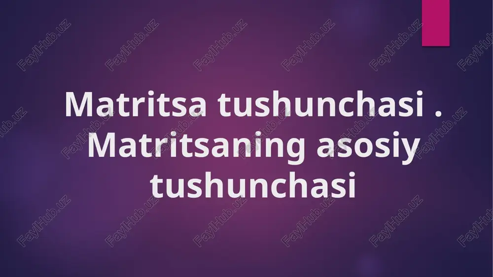 matritsa tushunchasi — PPTX