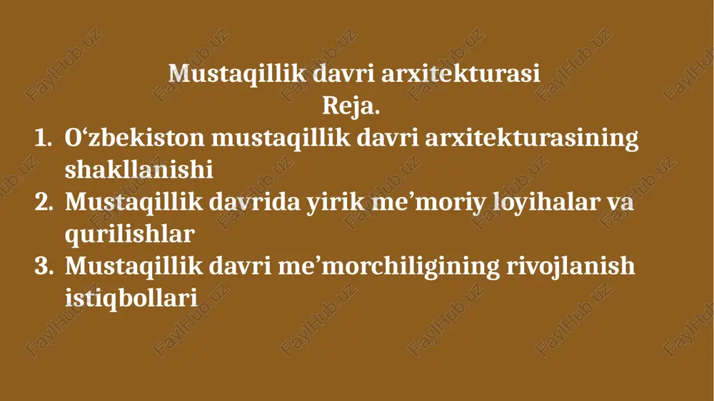 mustaqillik davri arxitekturasi — PPTX