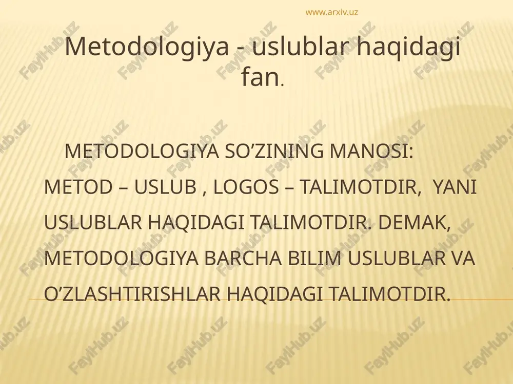 metodologiya so’zining manosi — PPTX