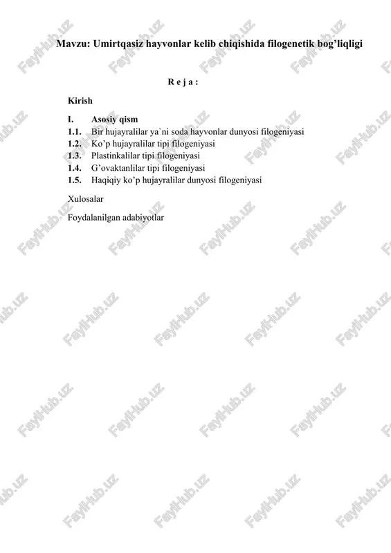 bir hujayralilar filogeniyasi — DOCX