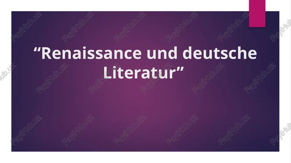 renaissance und deutsche literatur — PPTX
