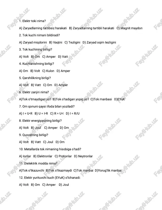 elektr energiyasi — PDF