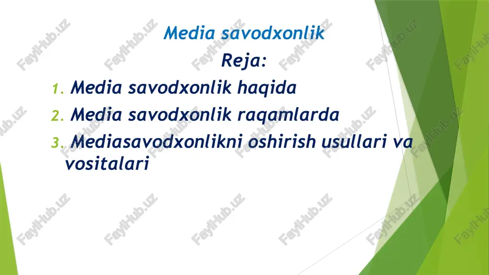 mediasavodxonlik — PPTX
