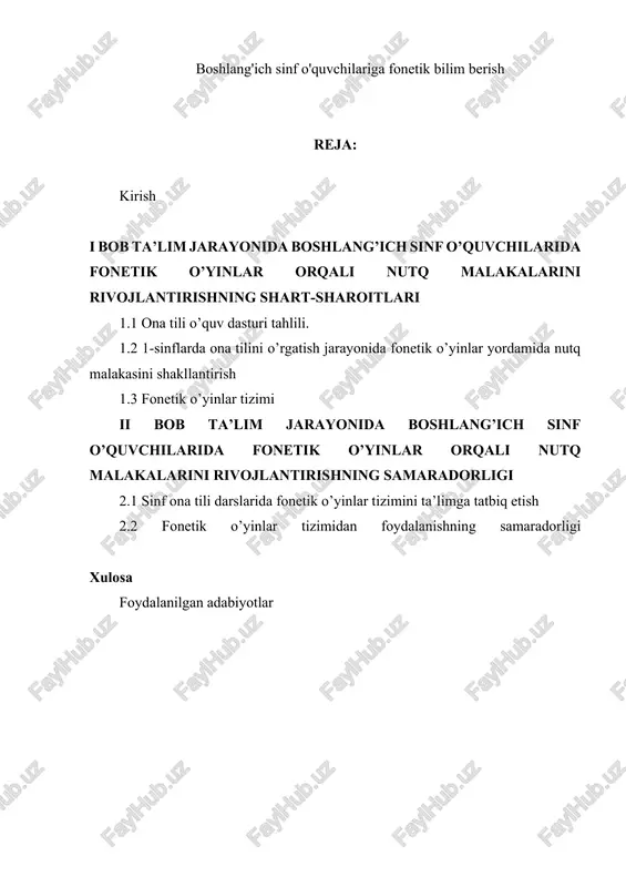 fonetik o'yinlar tizimi — DOCX