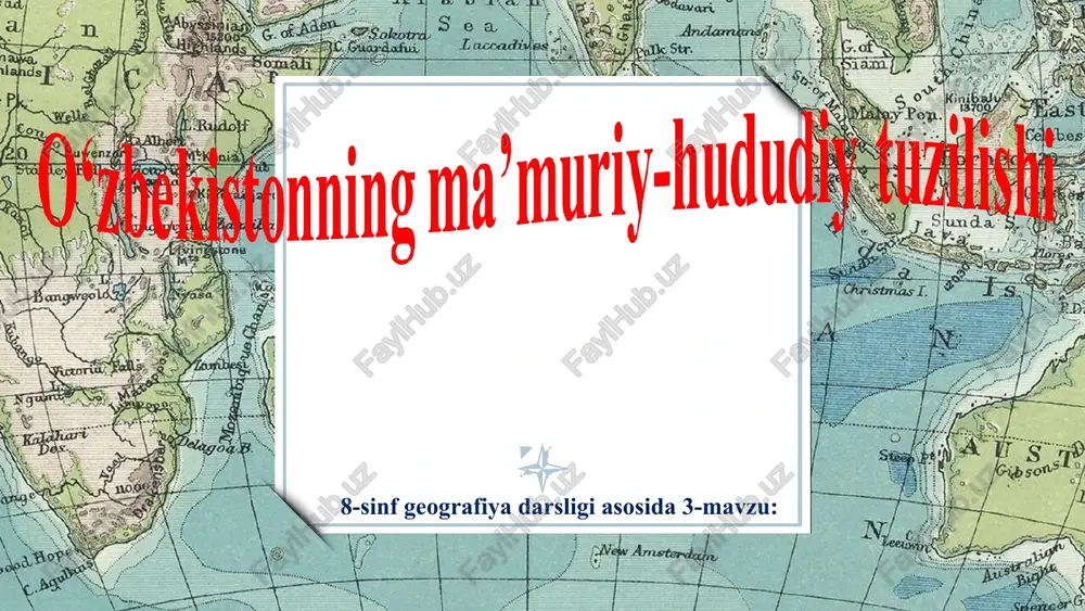o‘zbekistonning ma’muriy-hududiy tuzilishi — PPT