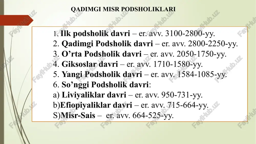 qadimgi misr podsholiklari — PPTX