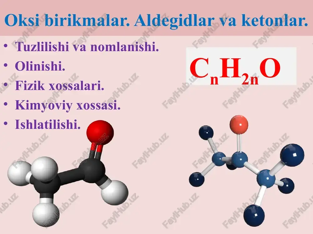 okso birikmalar. aldegid va ketonlar — PPTX