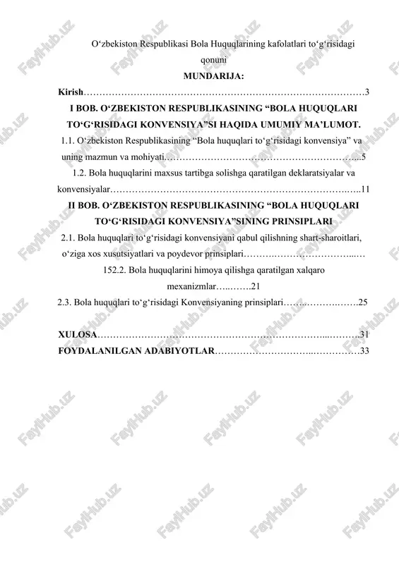 bola huquqlari to'g'risidagi konvensiya — DOCX