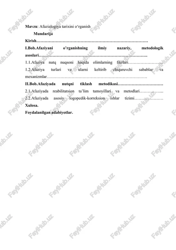 afazialogiya tarixini oʻrganish — DOCX