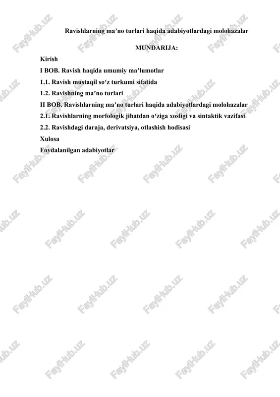 ravishlarning maʼno turlari haqida adabiyotlardagi molohazalar — DOCX