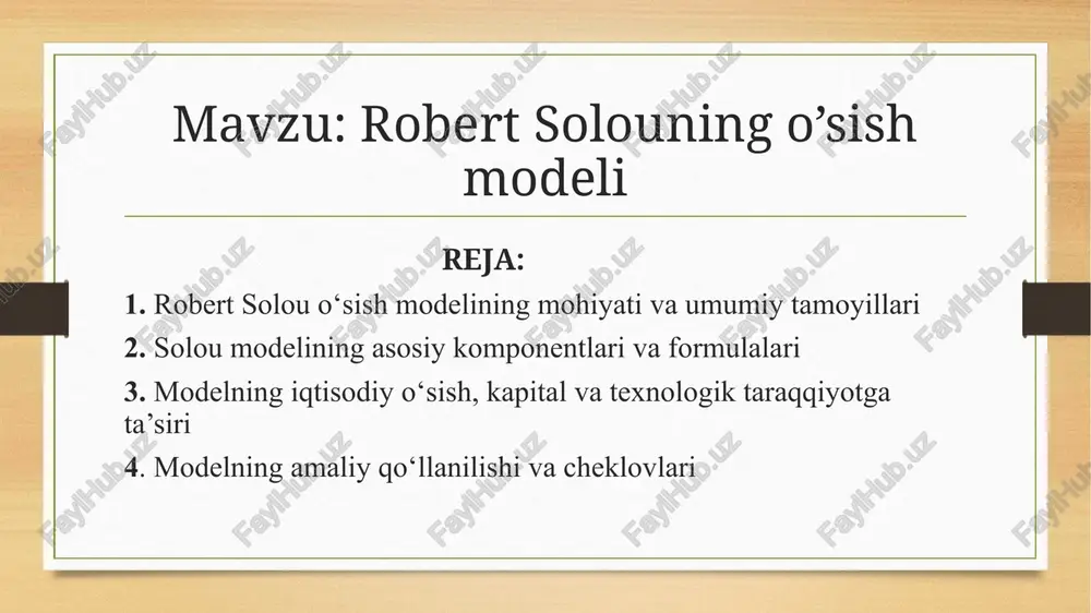 robert solouning o’sish modeli — PPTX