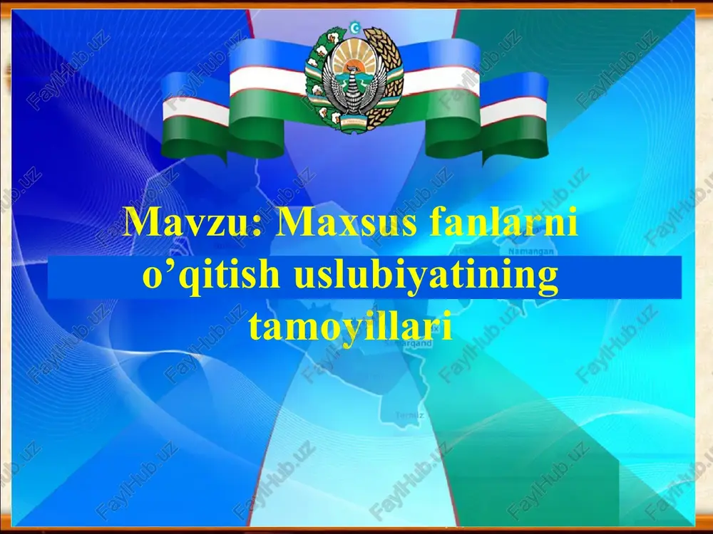 maxsus fanlarni o'qitish uslubiyaatining tamoyillari — PPTX