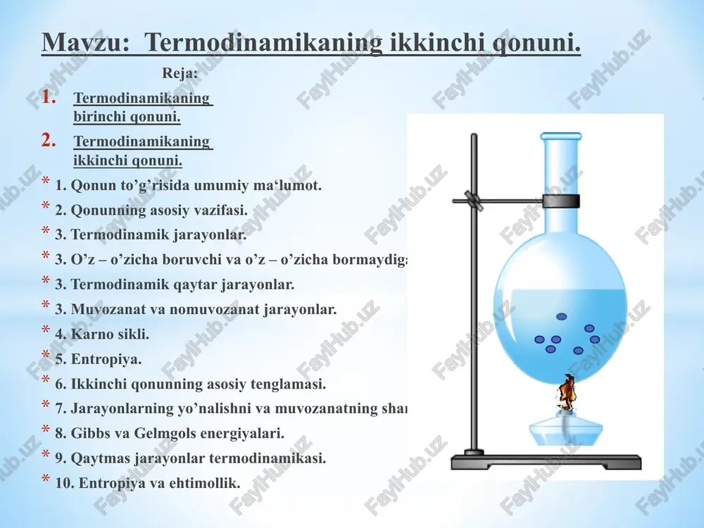 termodinamikaning ikkinchi qonuni — PPTX