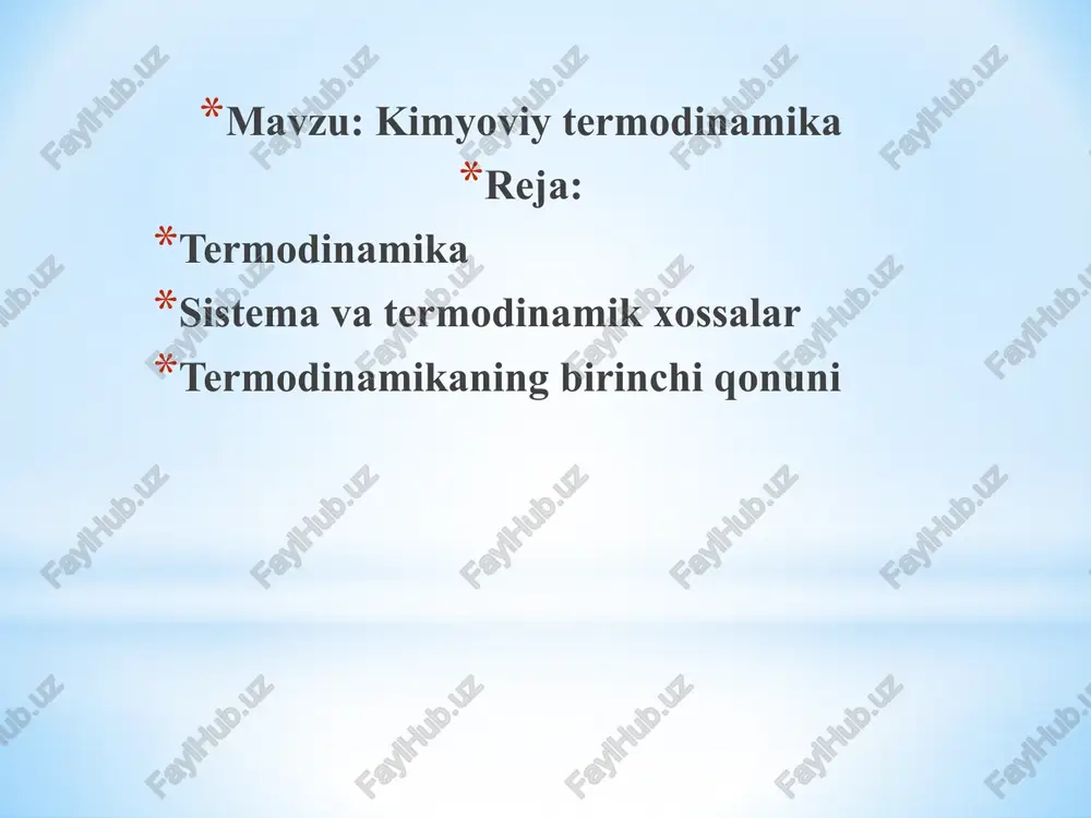 kimyoviy termodinamika — PPTX